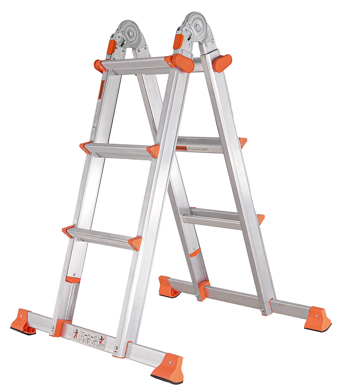 11 Ft 3 Step Extension Ladder, Orange