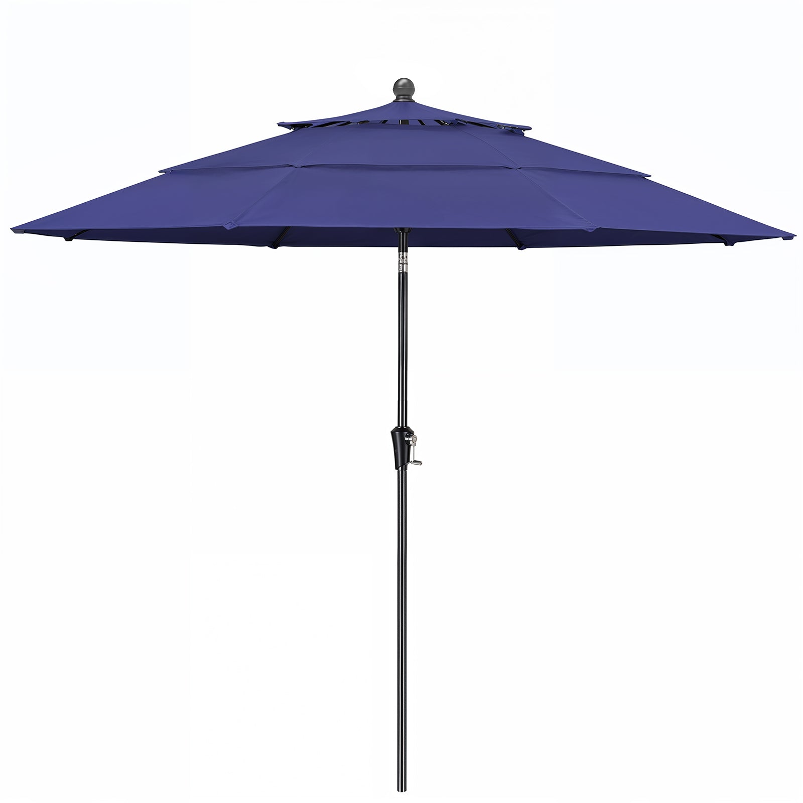 10ft 3 Tier Patio Umbrella with Crank & Push Button Tilt, Navy Blue