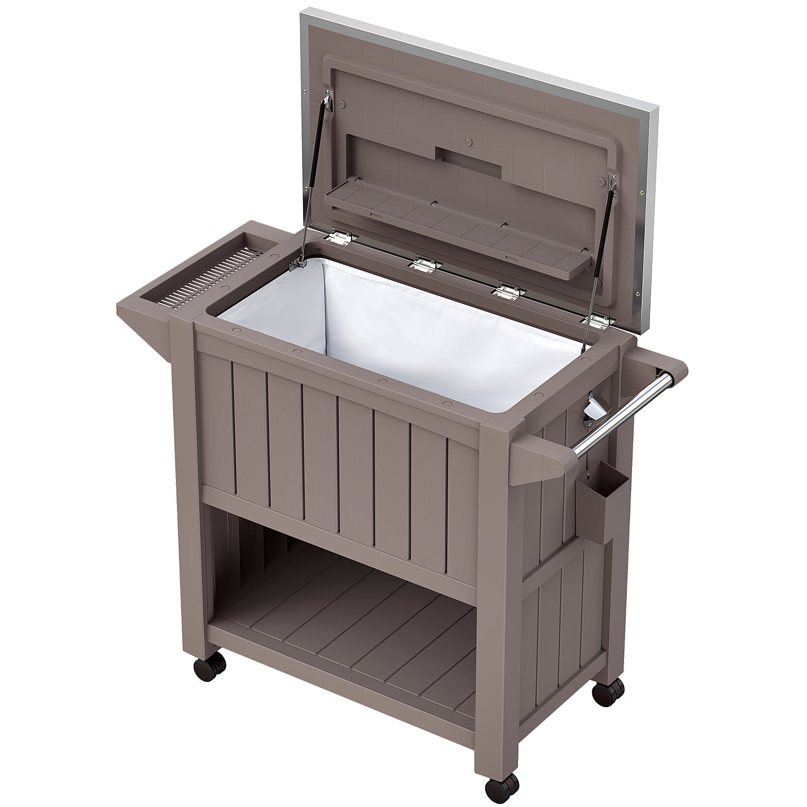 120 Quart Rolling Ice Chest Portable Outdoor Patio Cooler Cart