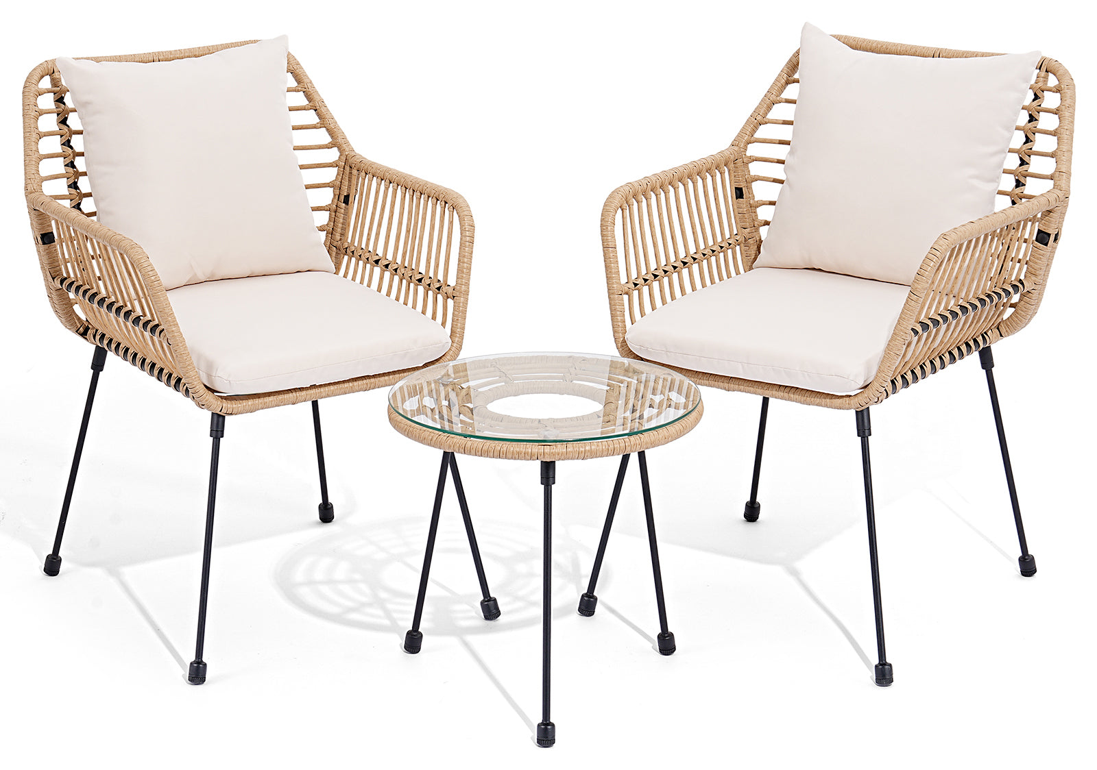 3 Piece Wicker Bistro Set Rattan Patio Set