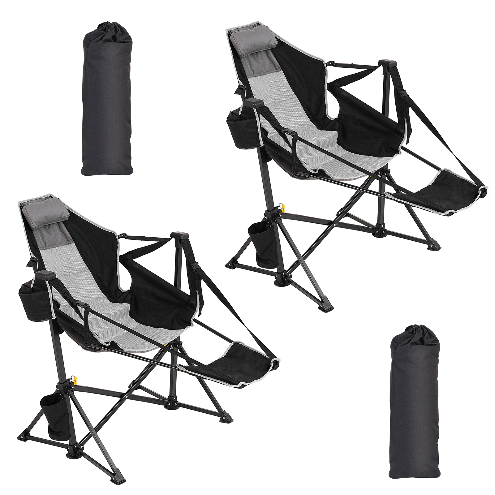 2 Pack Hammock Camping Chair with Footrest and Carry Bag