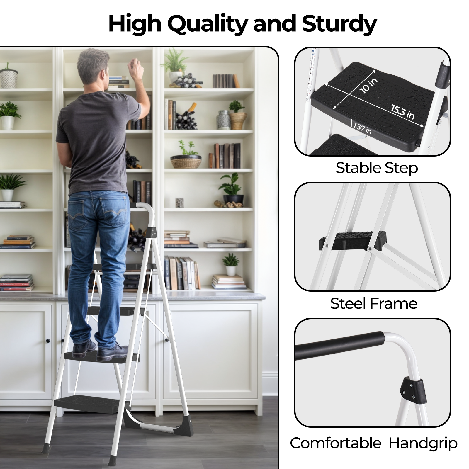 Portable 4 Step Folding Ladder, Black