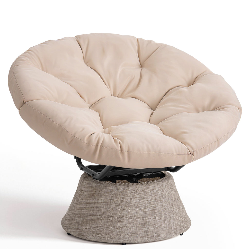 Dovov Papasan Chair, 360 Degree Swivel Papasan Accent Chair, Beige