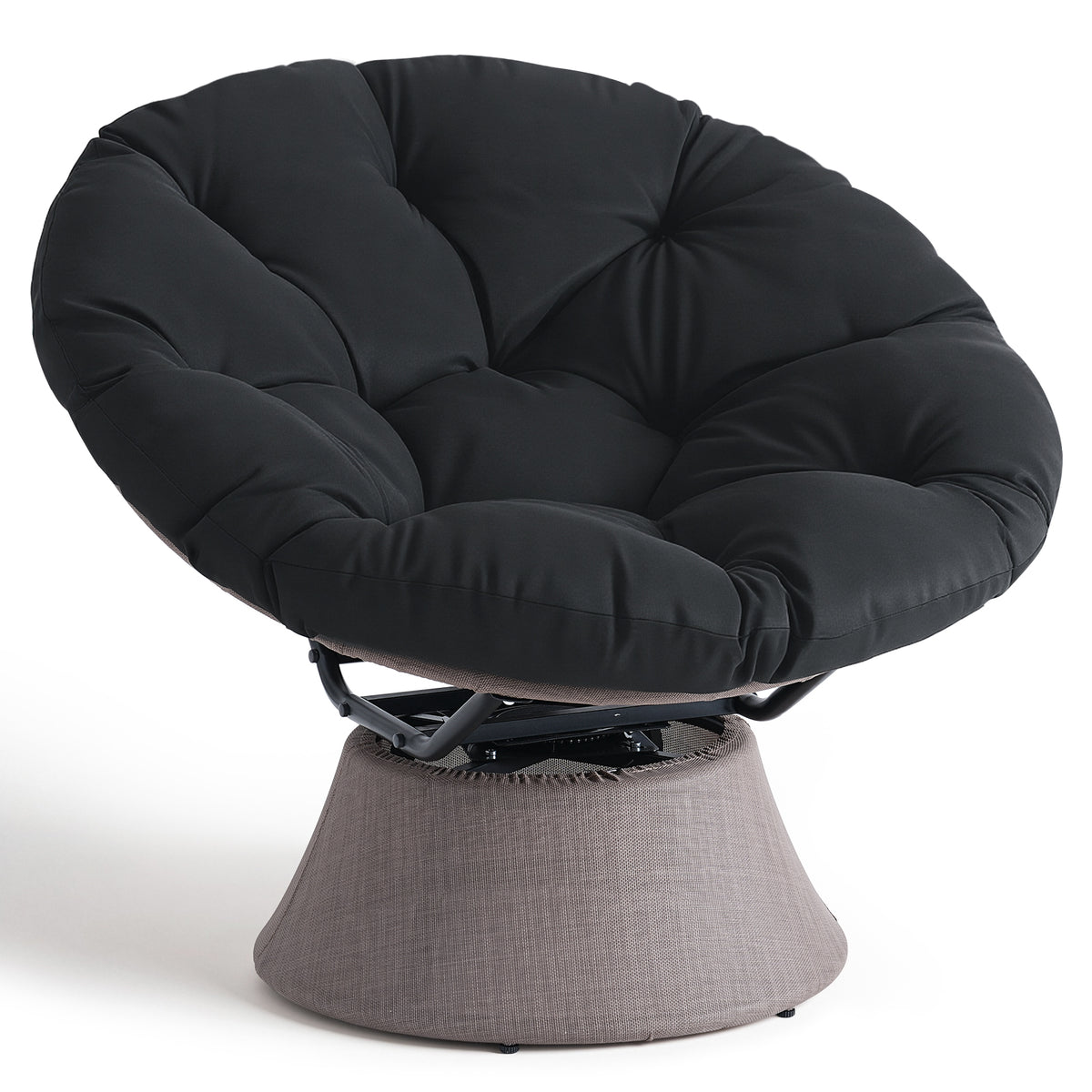 Dovov Papasan Chair, 360 Degree Swivel Papasan Accent Chair, Black