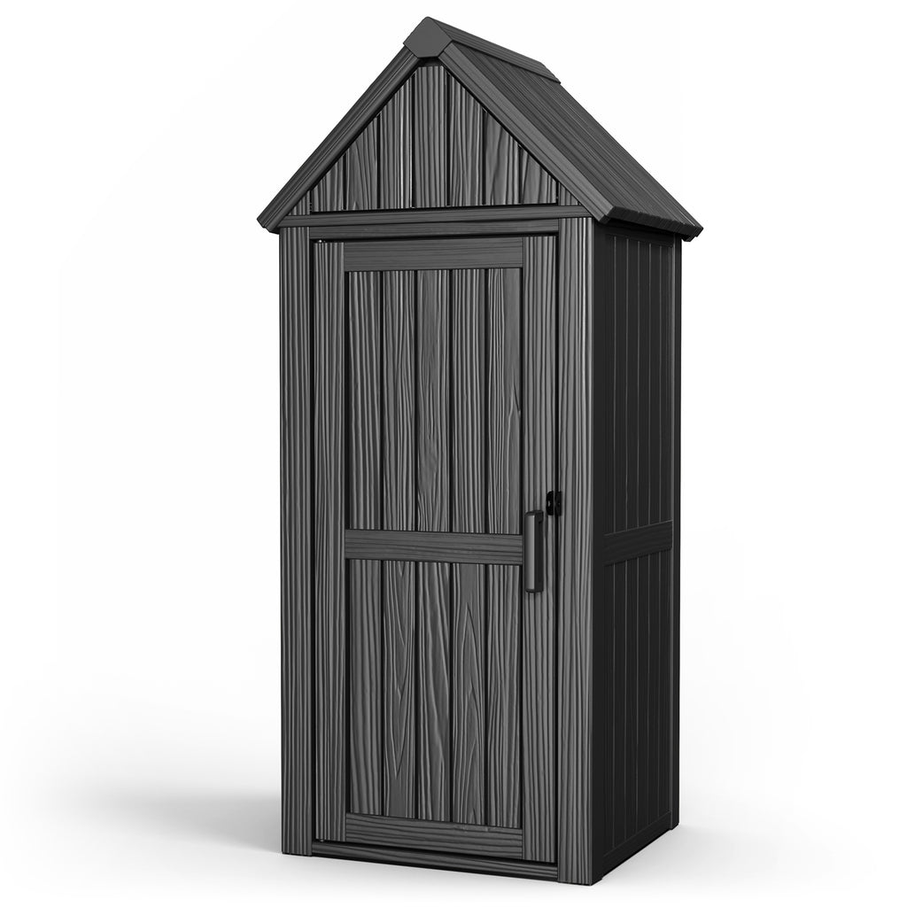 Outdoor Tool Storage Shed with Removable Shelf and Sloped Roof, Gray