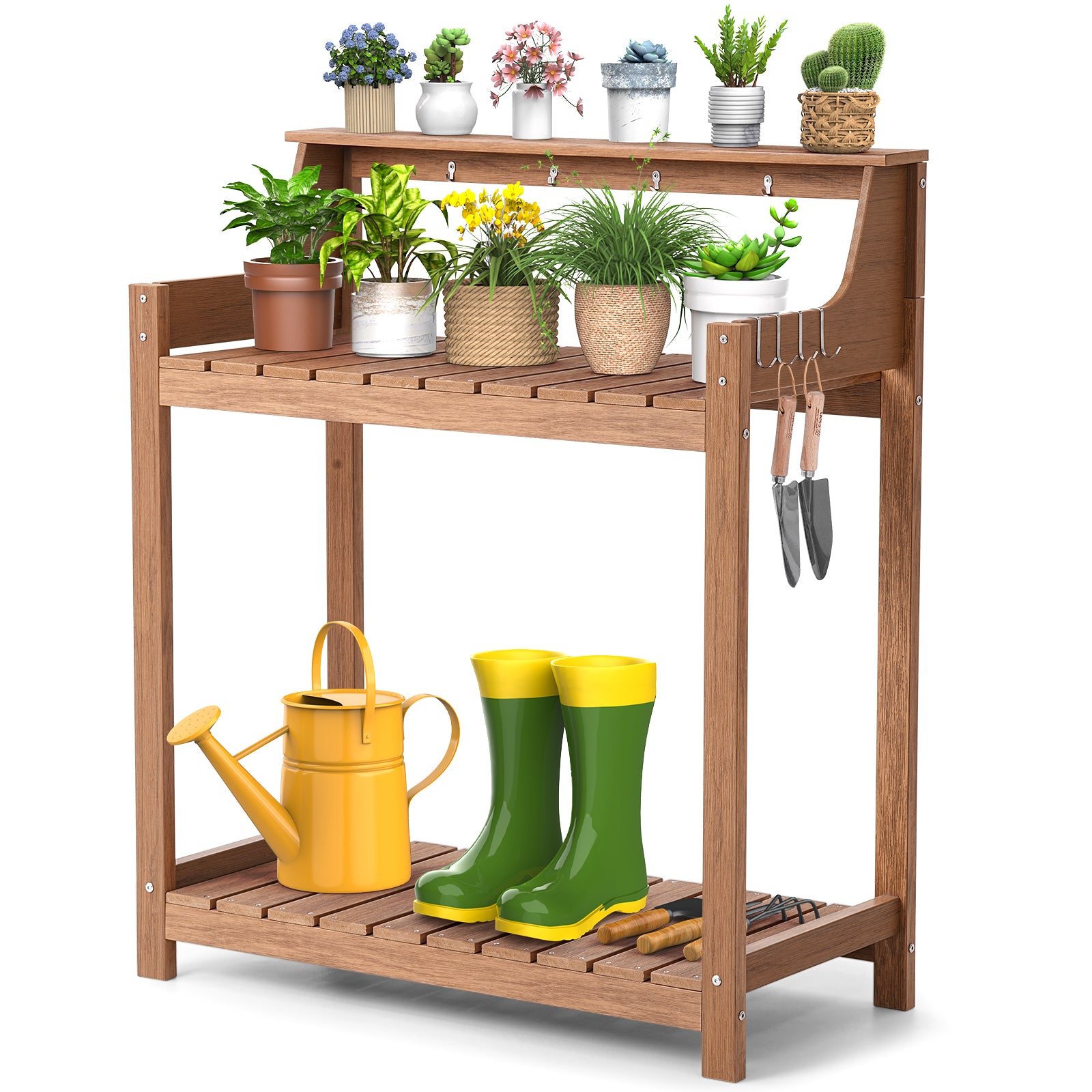 HDPS Potting Bench Table with 8 Hooks