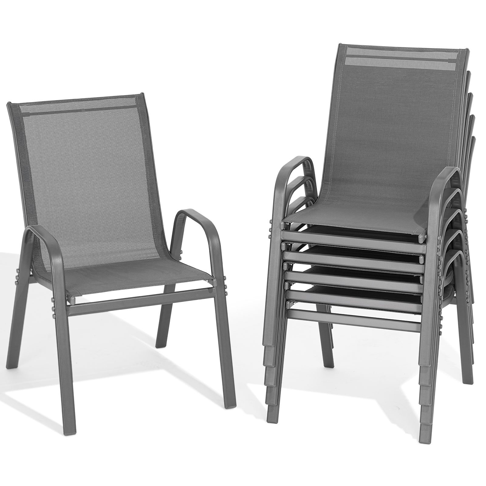 Outdoor Patio Dining Chairs Set of 6, Stackable Textilene Patio Chairs