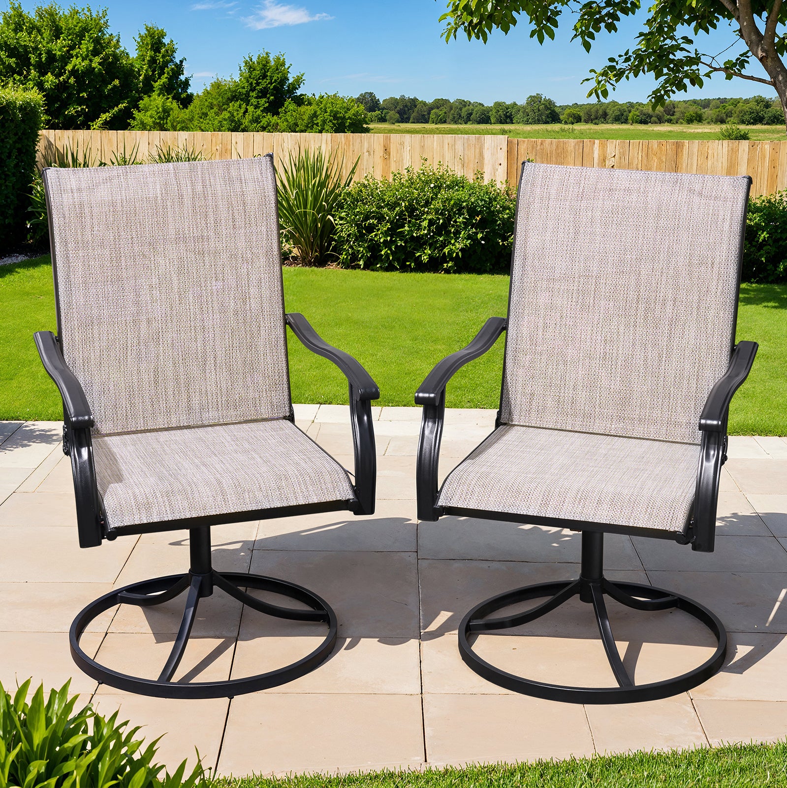 Outdoor Swivel Dining Chairs Set of 2