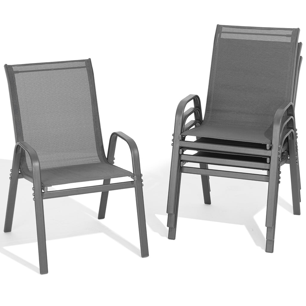 Outdoor Patio Dining Chairs Set of 4, Stackable Textilene Patio Chairs