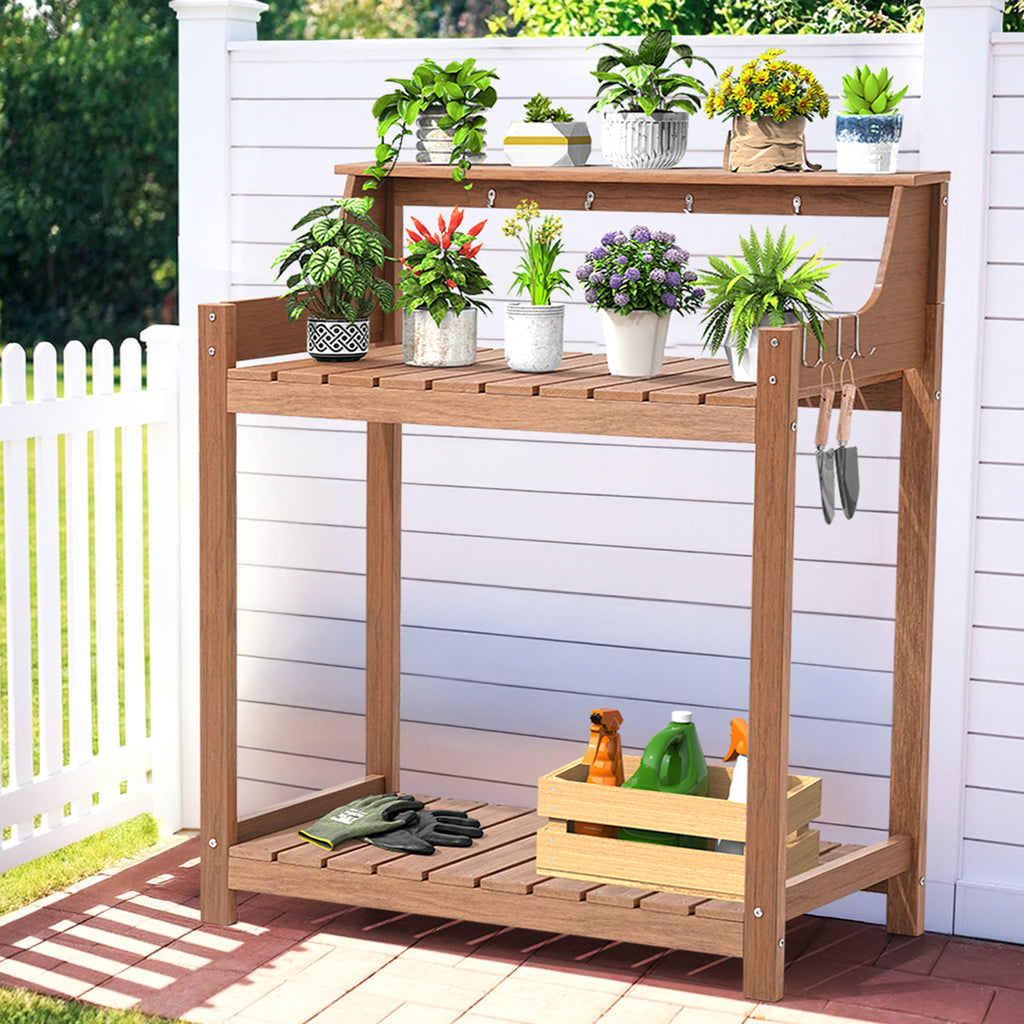 HDPS Potting Bench Table with 8 Hooks