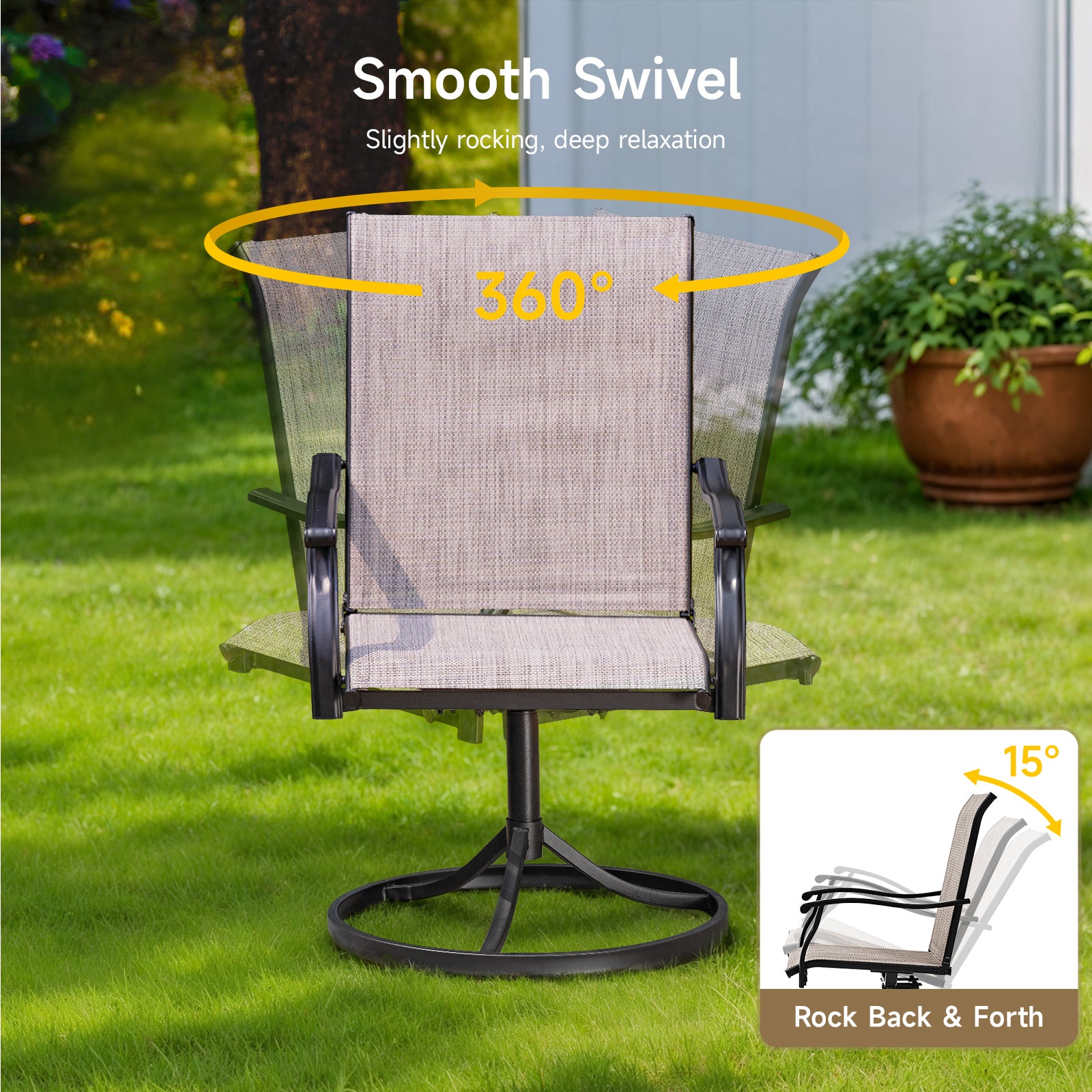 Outdoor Swivel Dining Chairs Set of 2