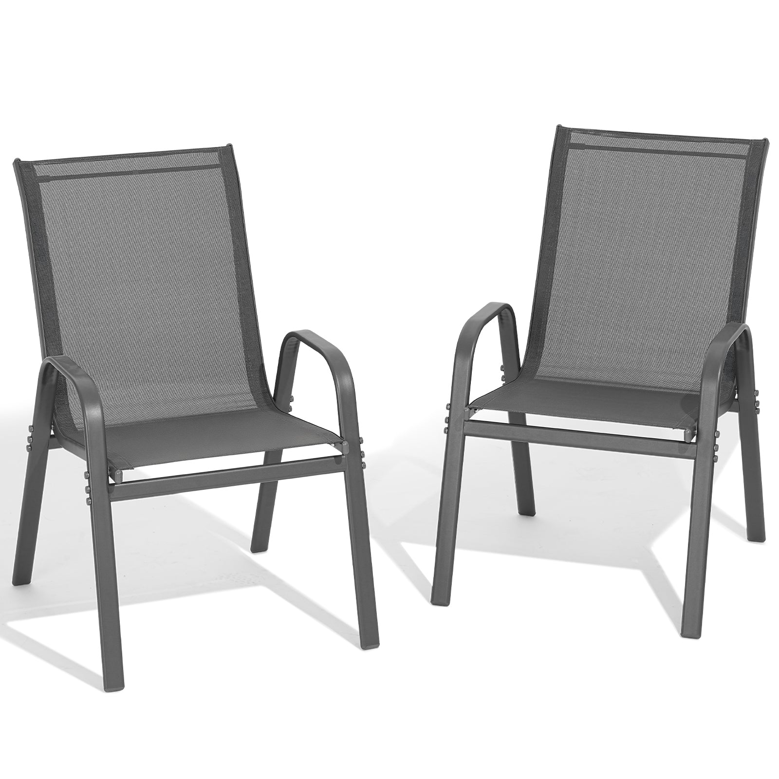 Outdoor Patio Dining Chairs Set of 2, Stackable Textilene Patio Chairs