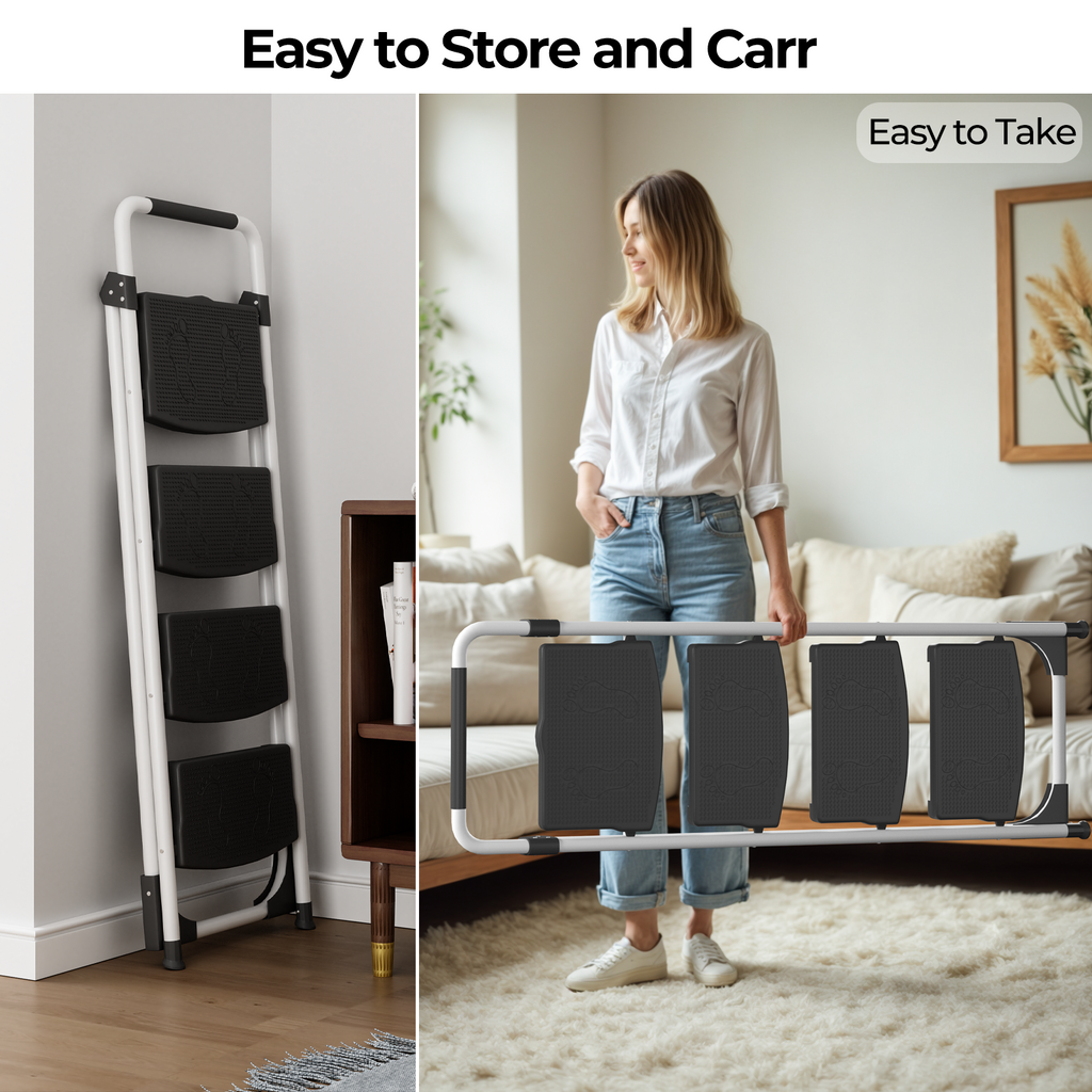 Portable 4 Step Folding Ladder, Black