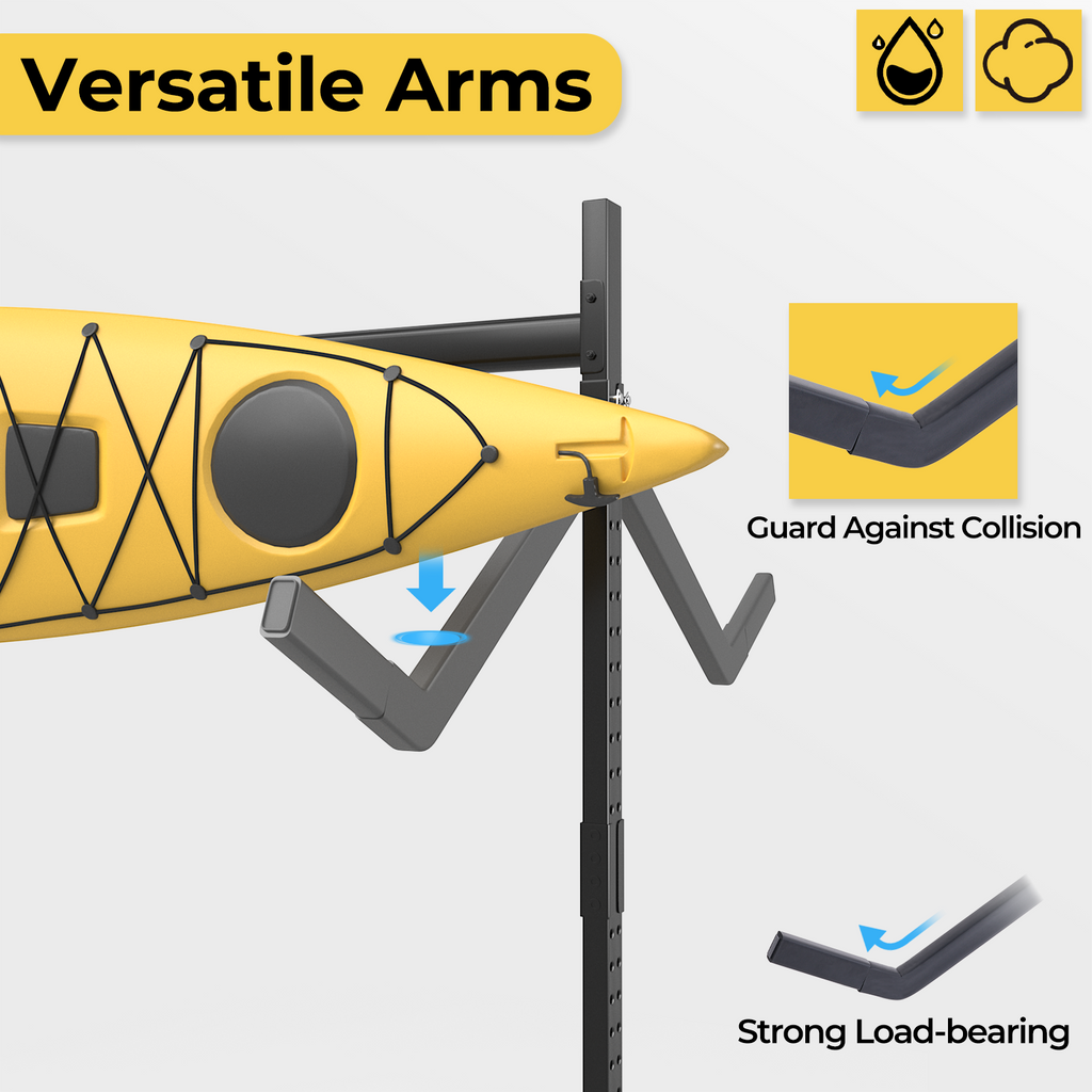 2 Levels Freestanding Rolling Kayak Storage Rack for 4 Kayaks