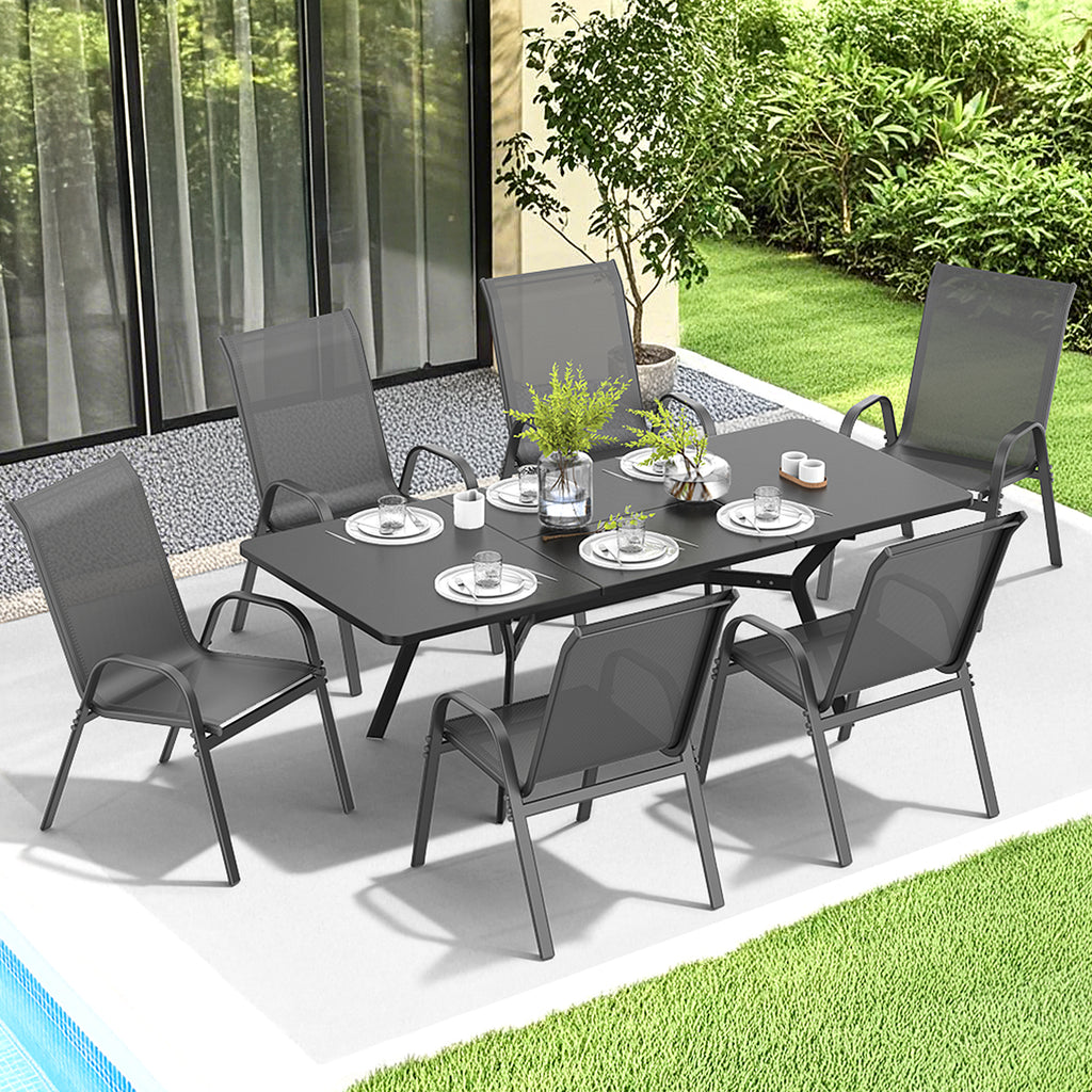 Outdoor Patio Dining Chairs Set of 6, Stackable Textilene Patio Chairs