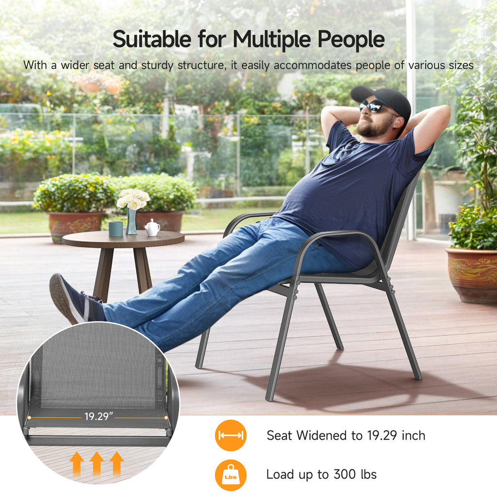 Outdoor Patio Dining Chairs Set of 2, Stackable Textilene Patio Chairs