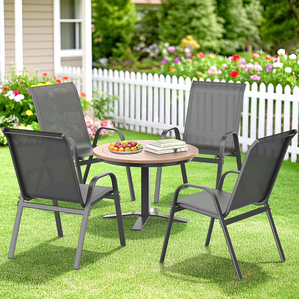 Outdoor Patio Dining Chairs Set of 4, Stackable Textilene Patio Chairs