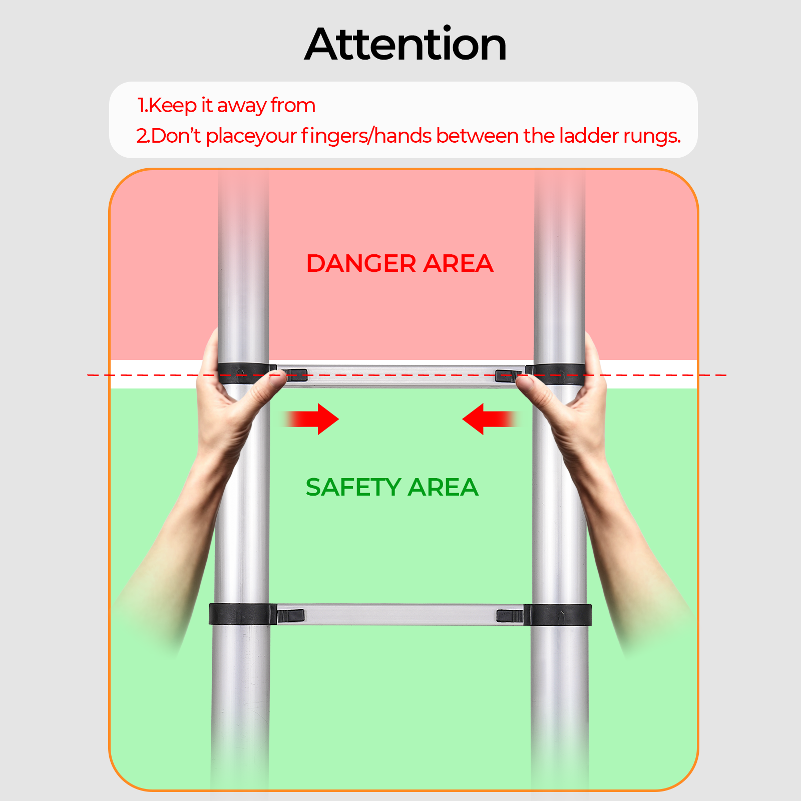 12.5ft Aluminium Telescoping Ladder with Anti-Pinch Hand Device