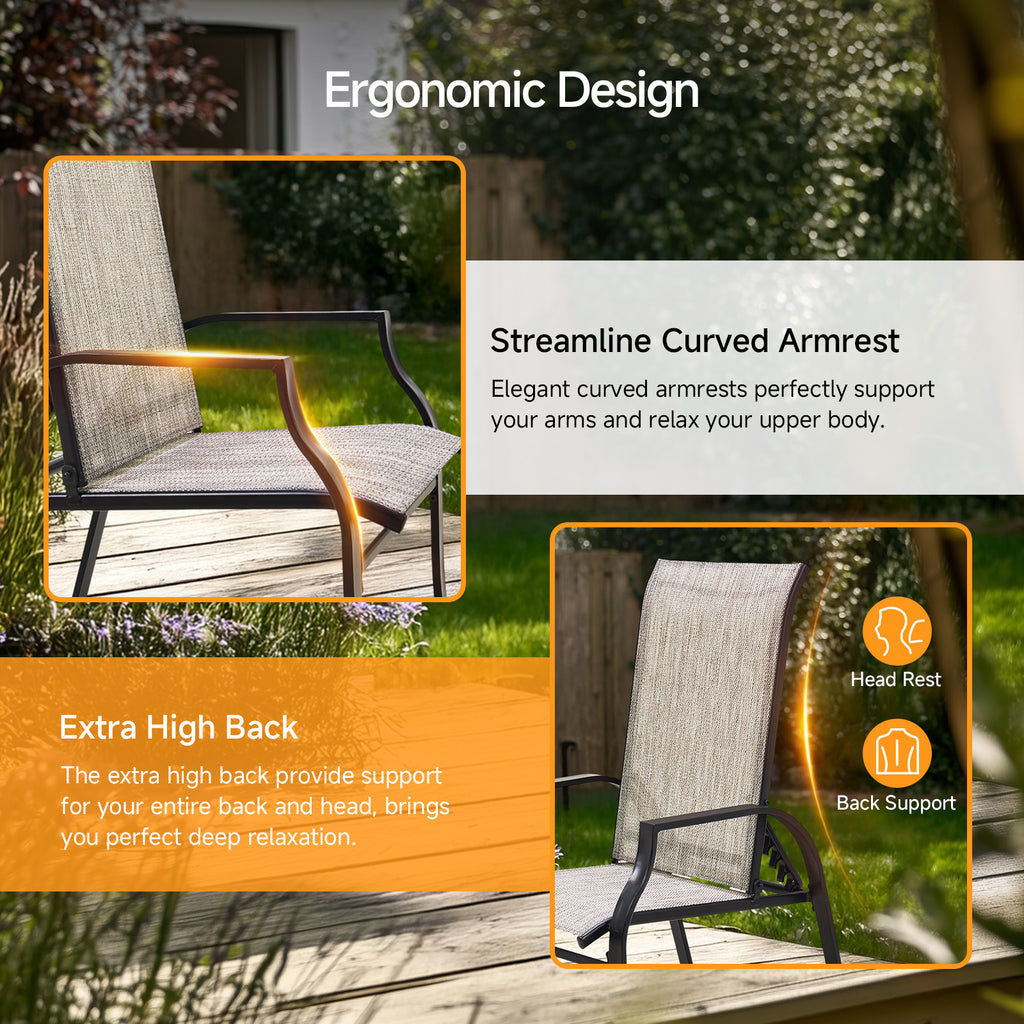 5 Piece Outdoor Lounge Chair Set with 2 Ottomans and Coffee Table