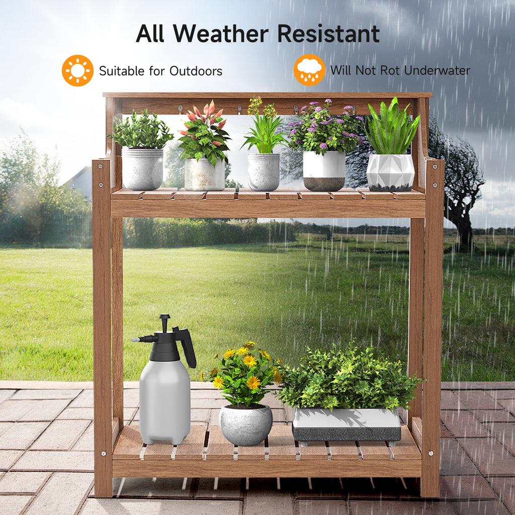 HDPS Potting Bench Table with 8 Hooks