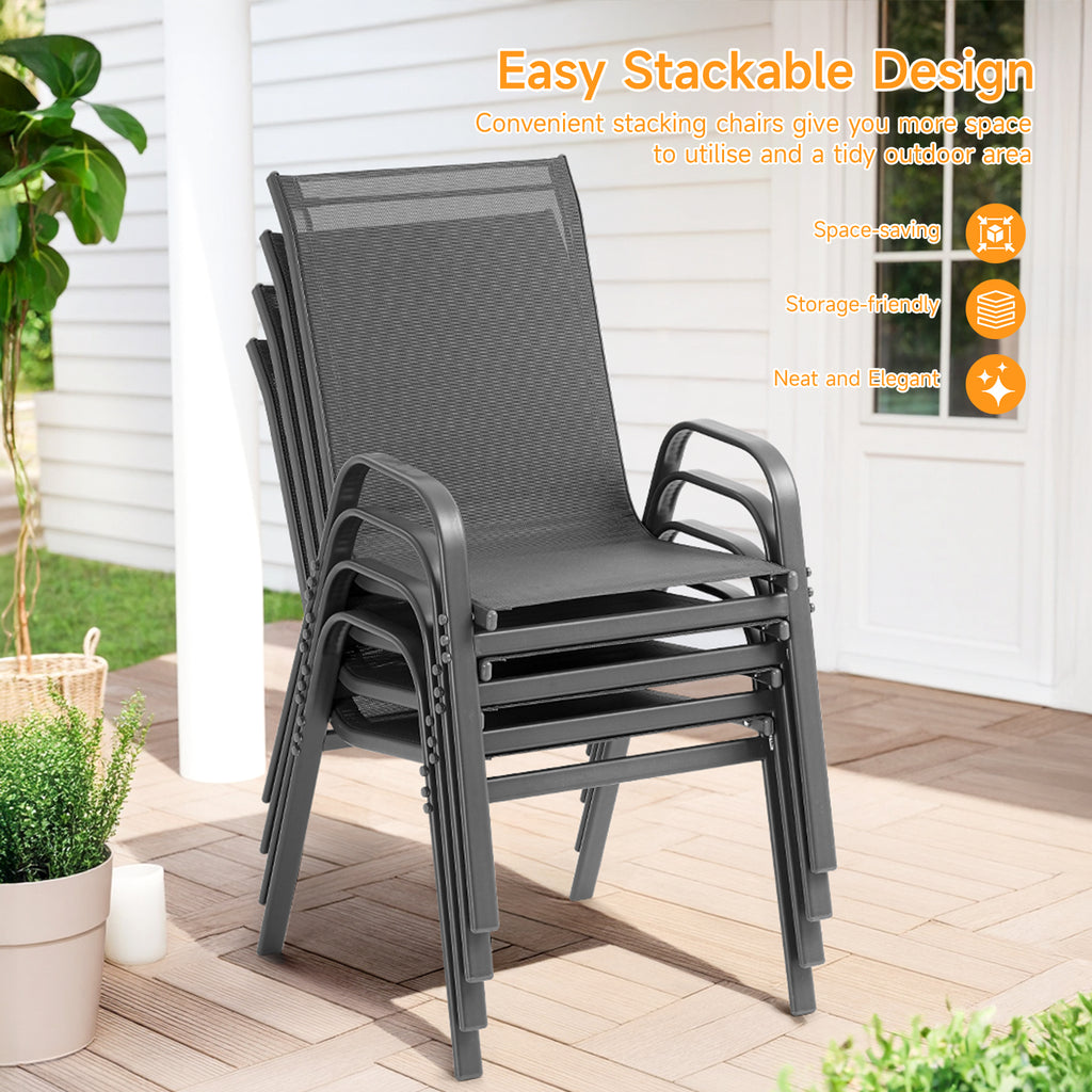 Outdoor Patio Dining Chairs Set of 4, Stackable Textilene Patio Chairs