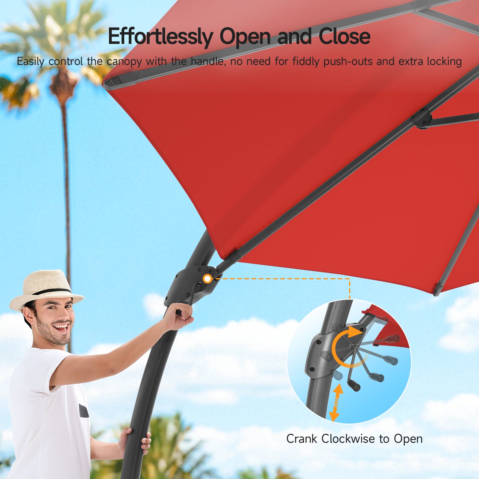 11ft Aluminum Curvy Cantilever Umbrella with Base, Red