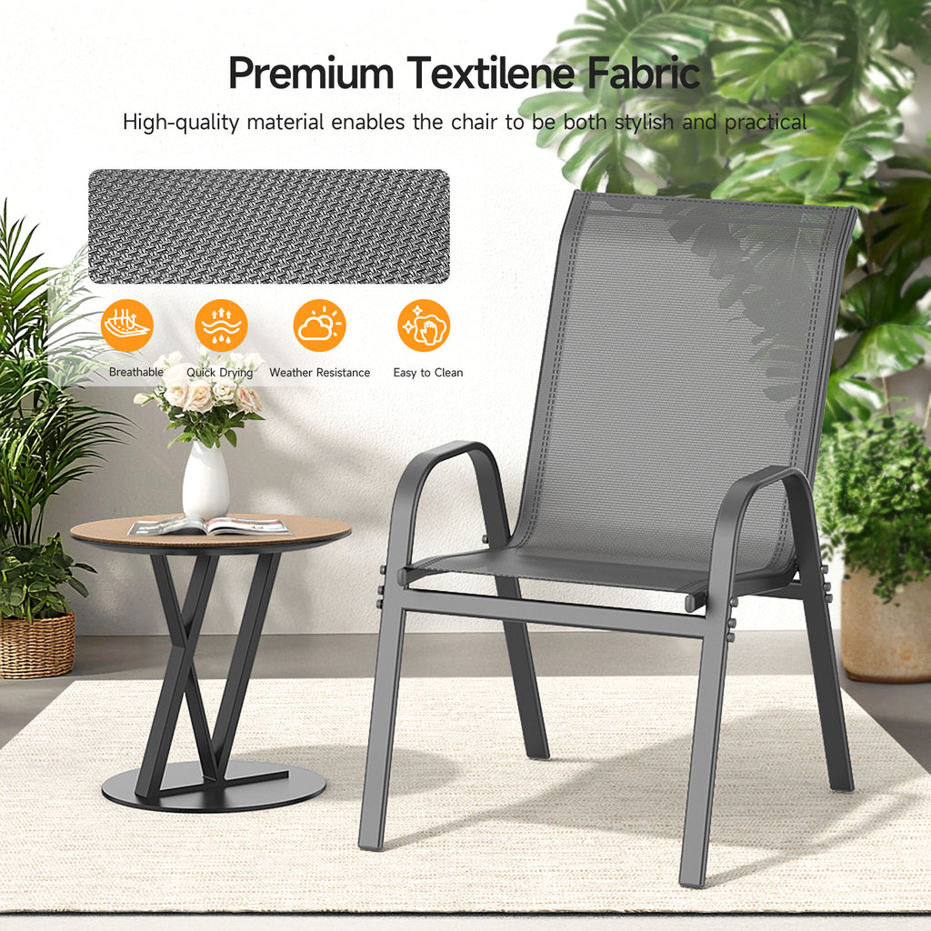 Outdoor Patio Dining Chairs Set of 2, Stackable Textilene Patio Chairs