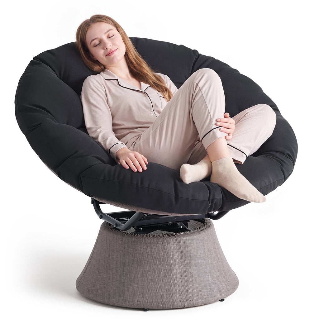 Dovov Papasan Chair, 360 Degree Swivel Papasan Accent Chair, Black