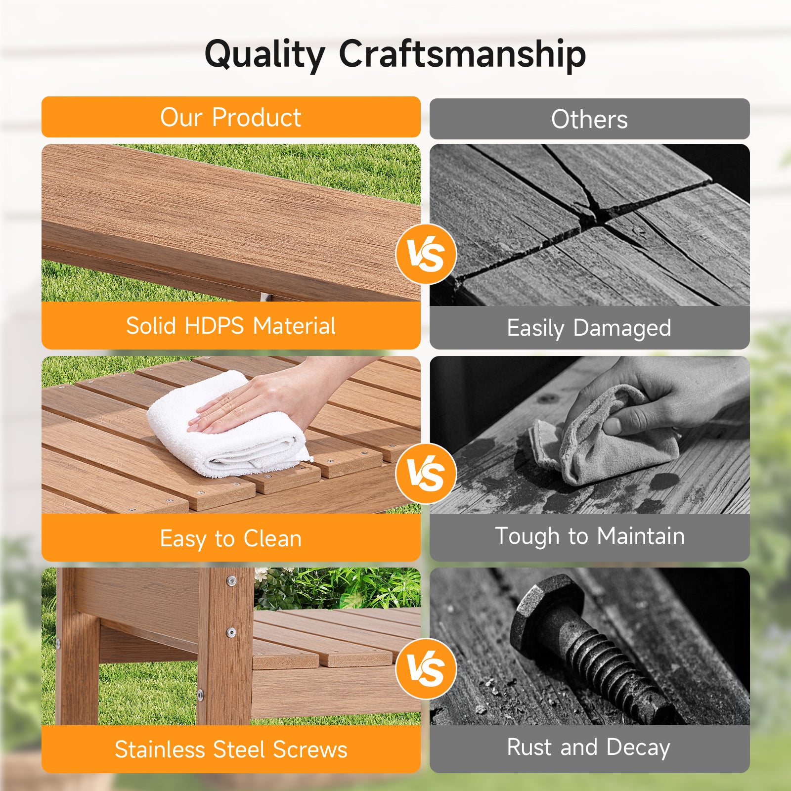 HDPS Potting Bench Table with 8 Hooks