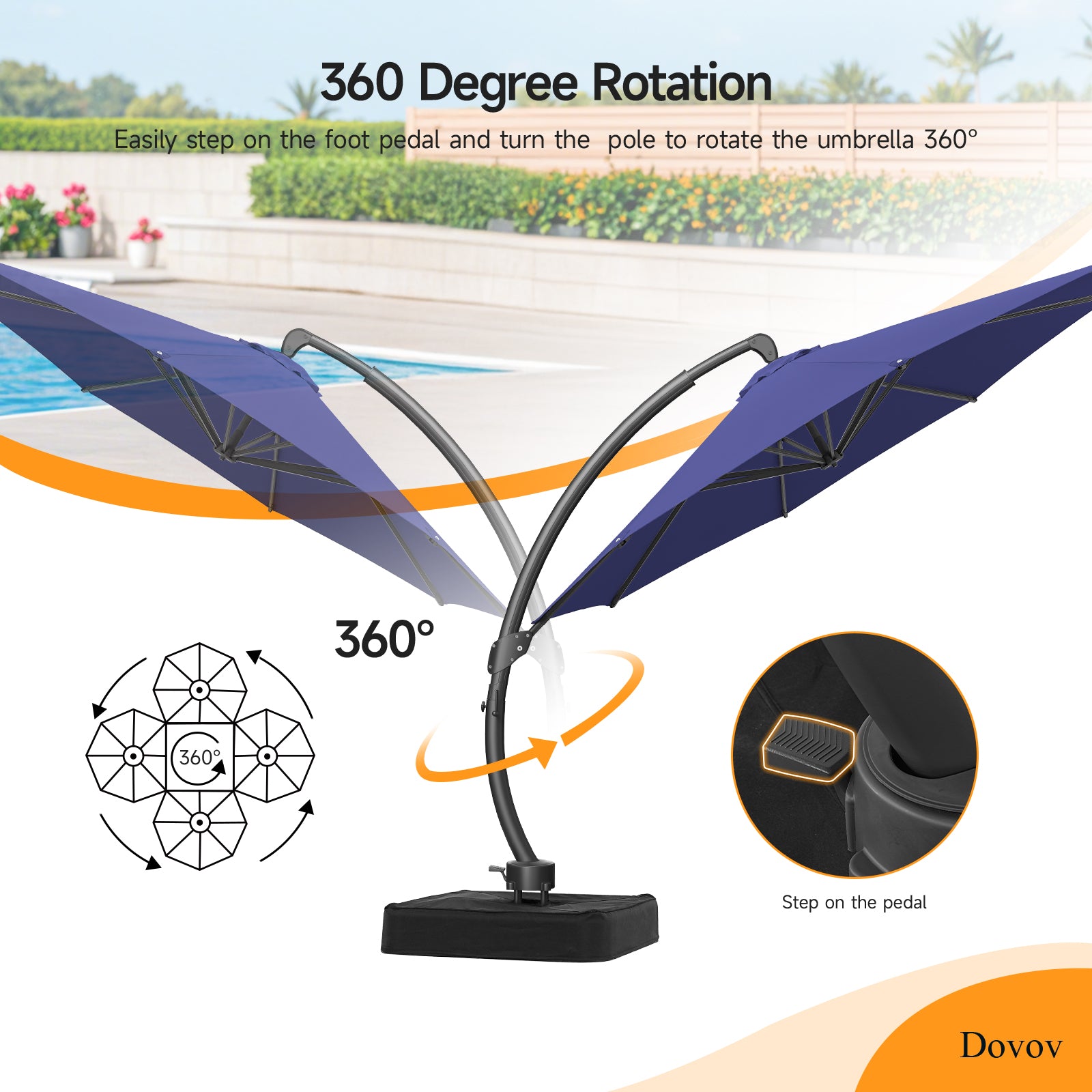 11ft Aluminum Curvy Cantilever Umbrella with Base, Navy Blue – Dovov 11ft Aluminum Curvy Cantilever Umbrella with Base, Navy Blue – Dovov