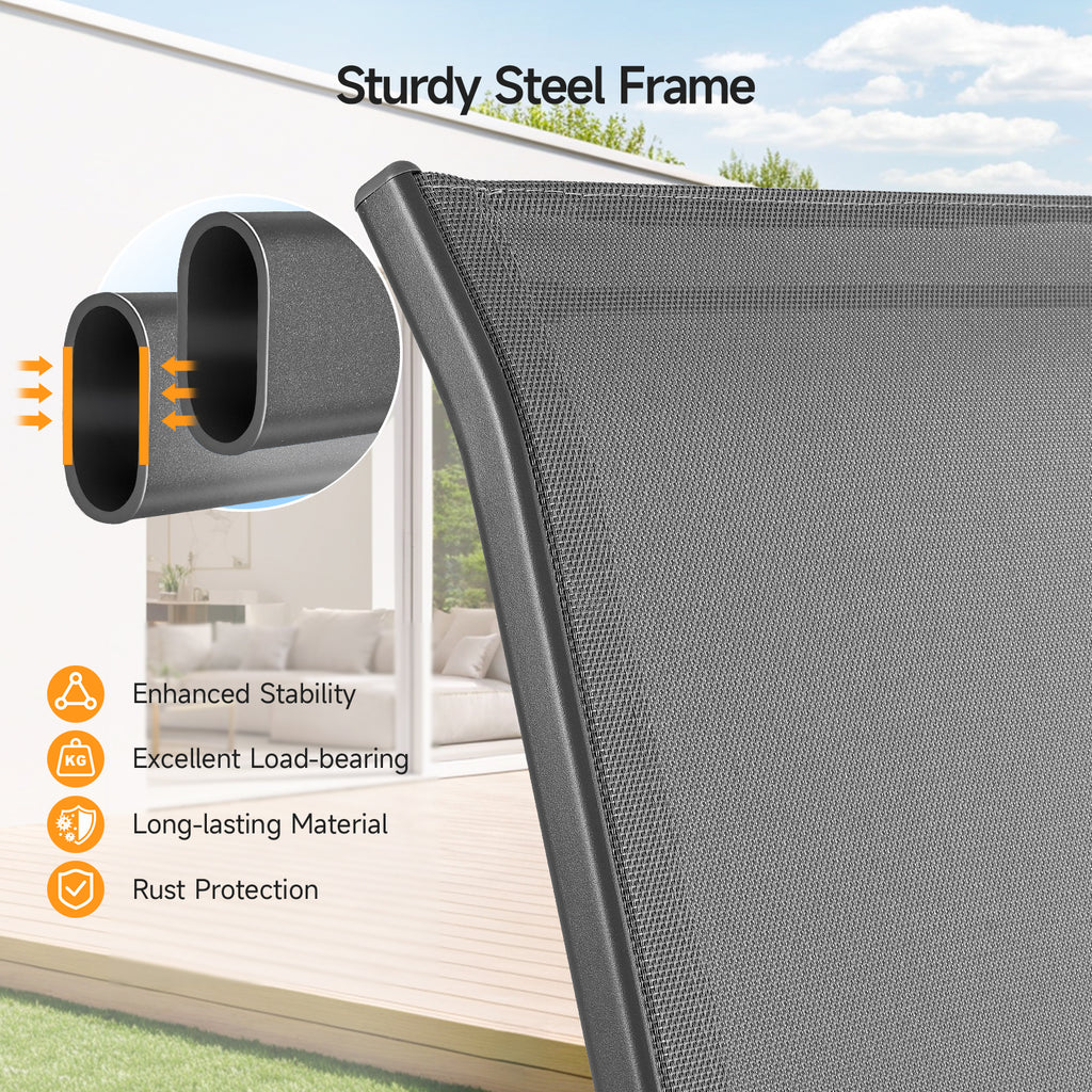 Outdoor Patio Dining Chairs Set of 2, Stackable Textilene Patio Chairs