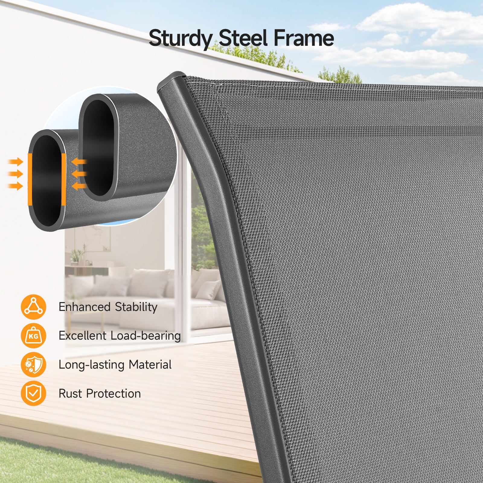 Outdoor Patio Dining Chairs Set of 2, Stackable Textilene Patio Chairs