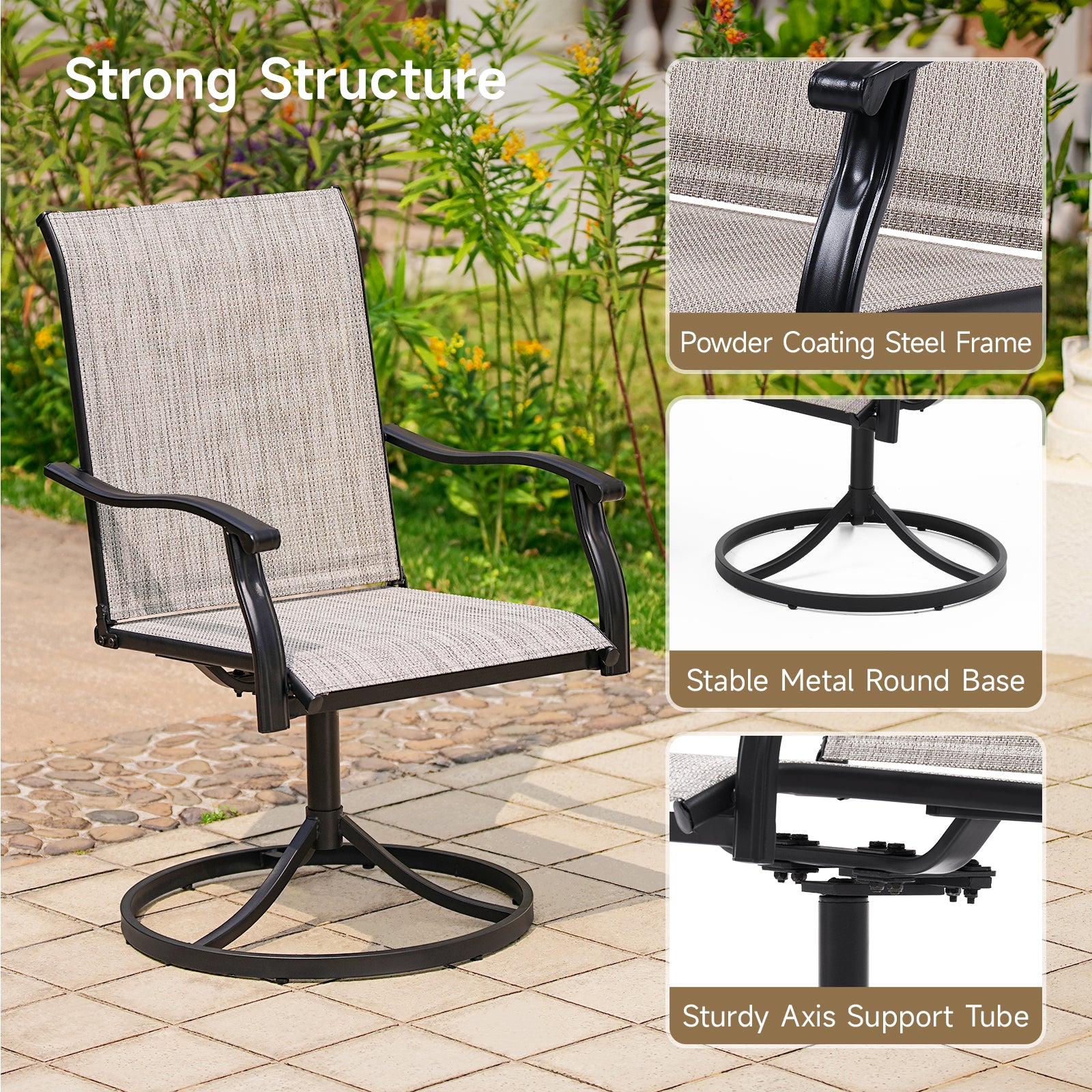 Outdoor Swivel Dining Chairs Set of 2