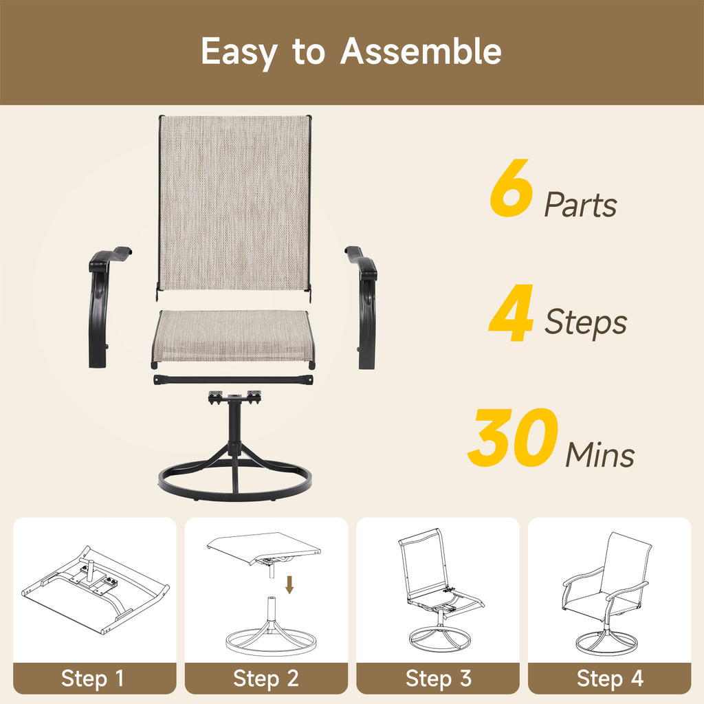 Outdoor Swivel Dining Chairs Set of 2