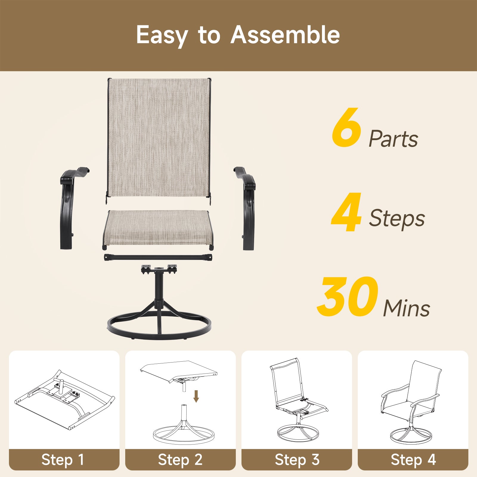 Outdoor Swivel Dining Chairs Set of 2