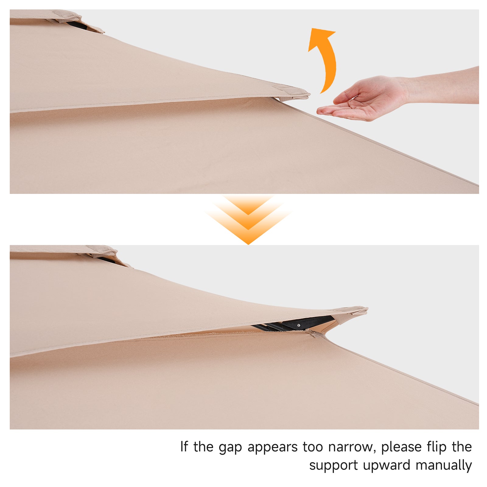 9ft 3 Tier Vented Patio Umbrella with Crank, Champagne