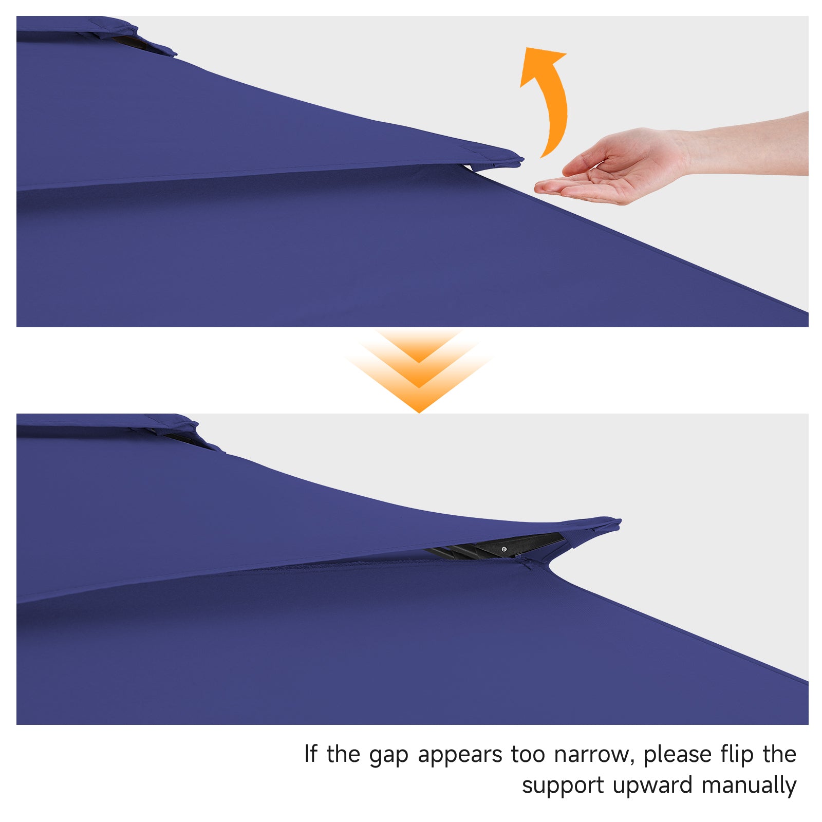 9ft 3 Tier Vented Patio Umbrella with Crank, Navy Blue