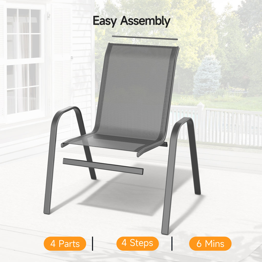 Outdoor Patio Dining Chairs Set of 2, Stackable Textilene Patio Chairs