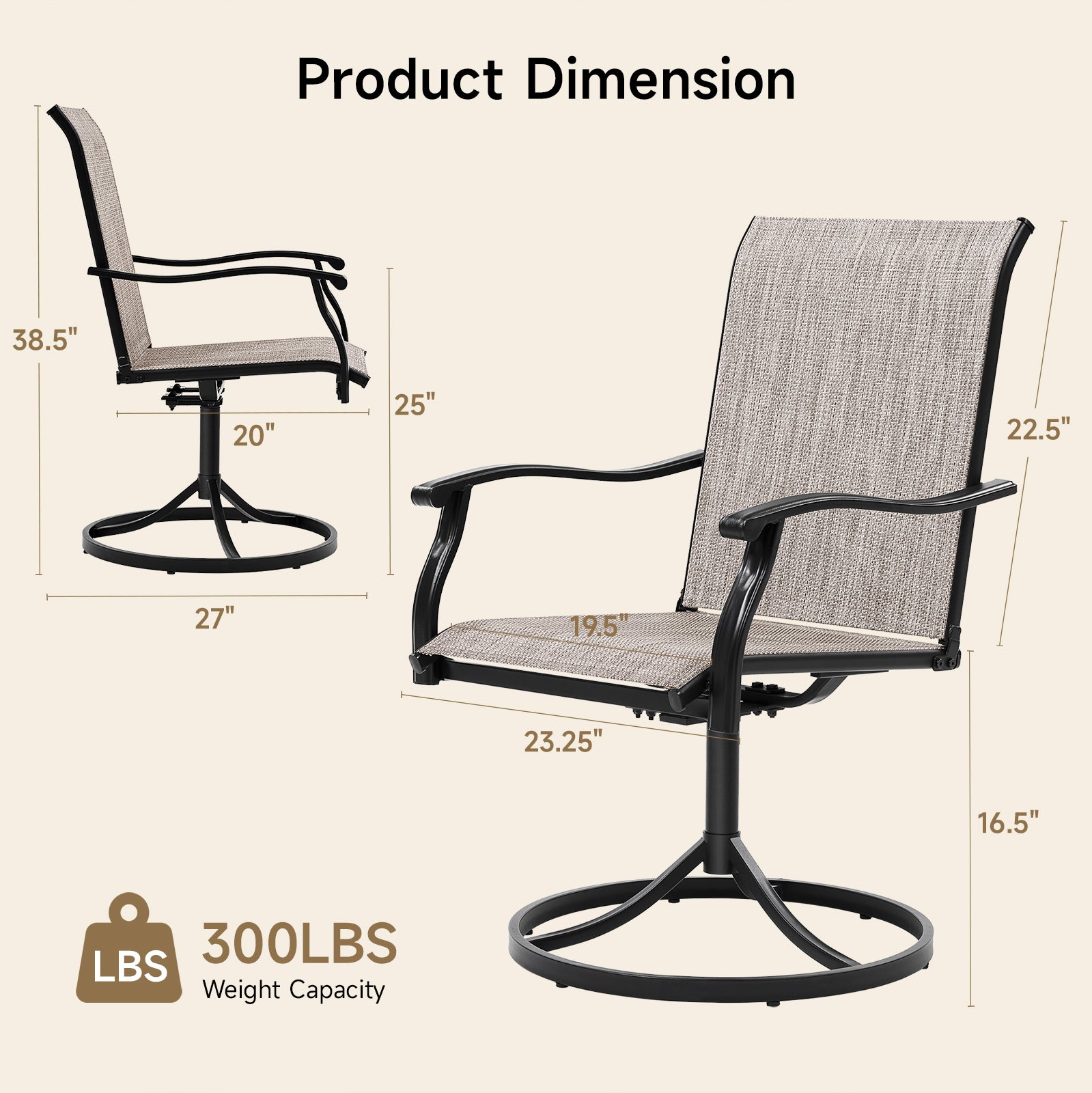 Outdoor Swivel Dining Chairs Set of 2