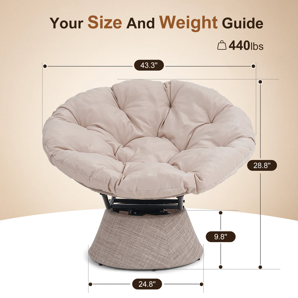 Dovov Papasan Chair, 360 Degree Swivel Papasan Accent Chair, Beige