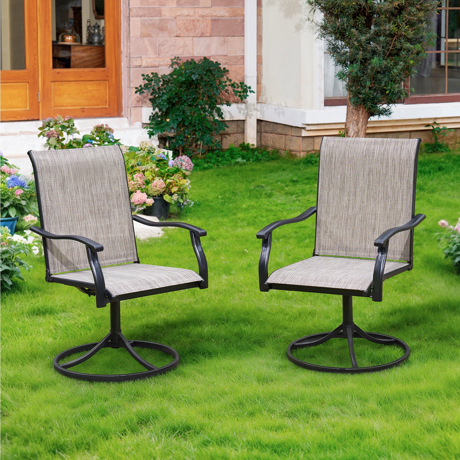 Outdoor Swivel Dining Chairs Set of 2
