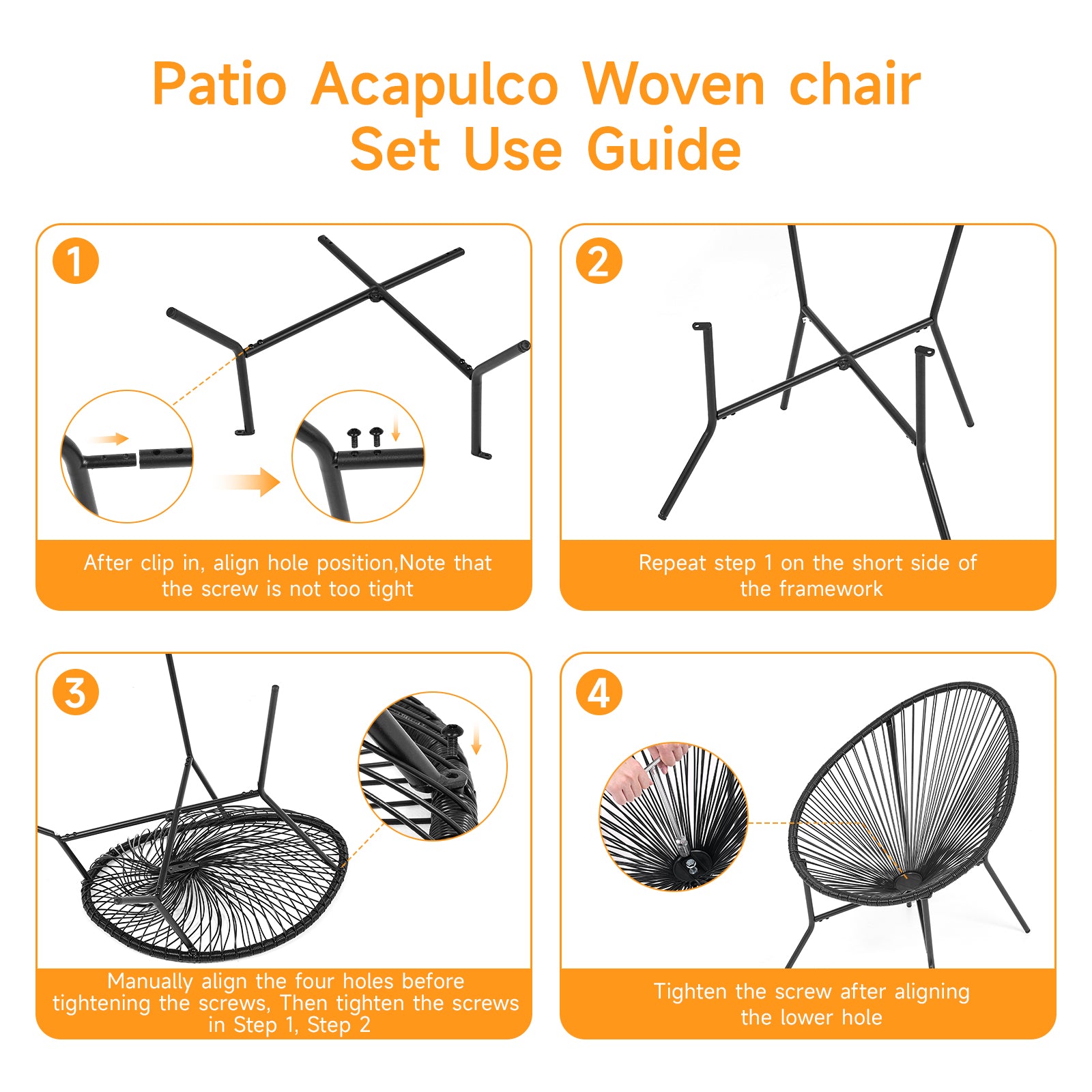 Acapulco Chair Set of 4, Outdoor Seating Patio Chairs