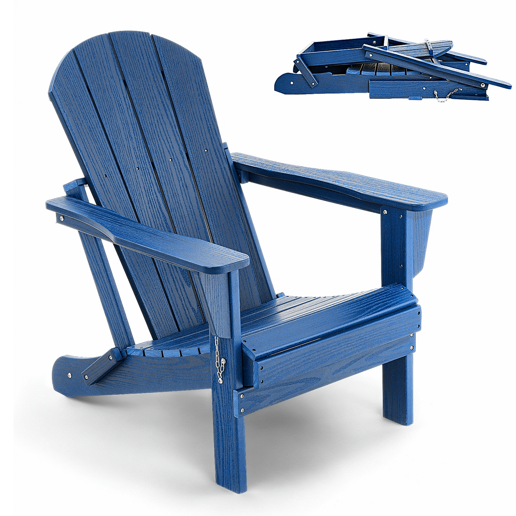 HDPE All WeatherFolding Adirondack Chair, Blue