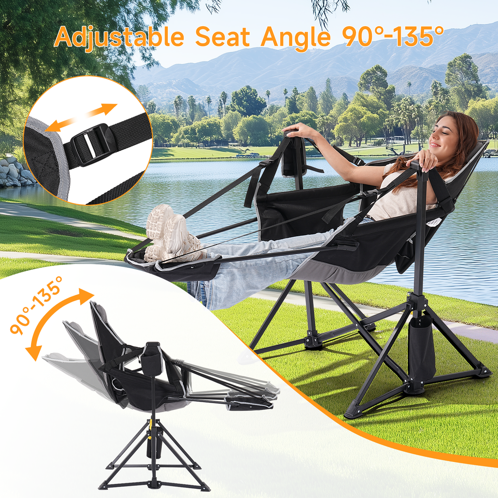 2 Pack Hammock Camping Chair with Footrest and Carry Bag