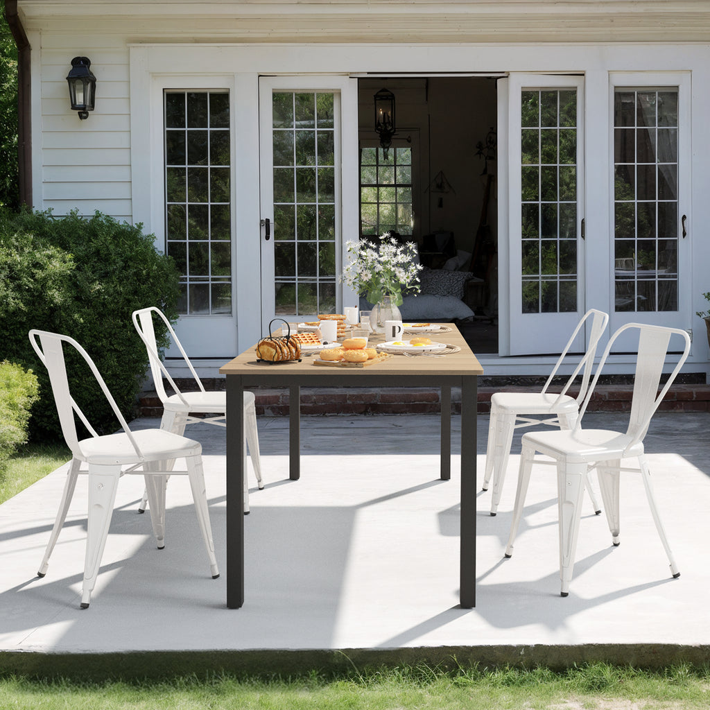 Metal Dining Chairs Set of 4, Modern Stackable Patio Chairs, White