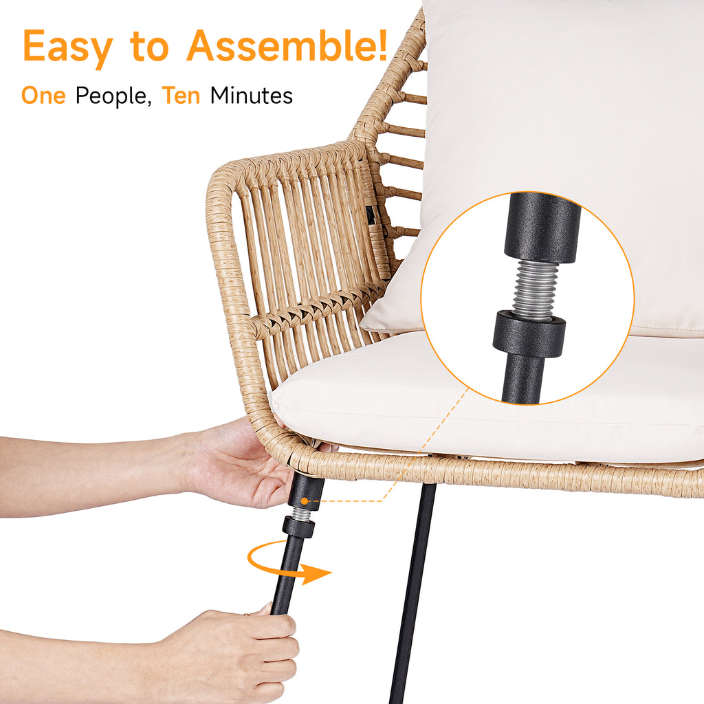 3 Piece Wicker Bistro Set Rattan Patio Set