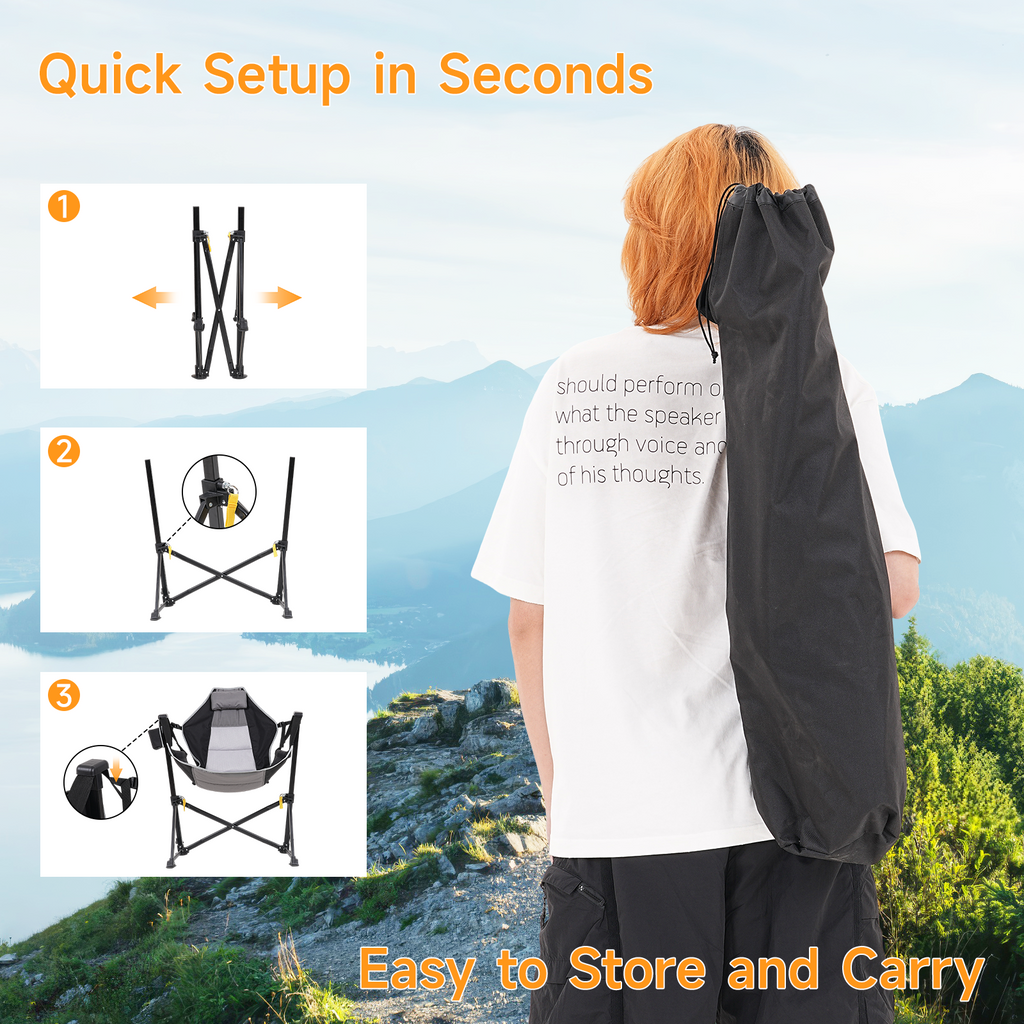2 Pack Hammock Camping Chair with Adjustable Backrest and Carry Bag