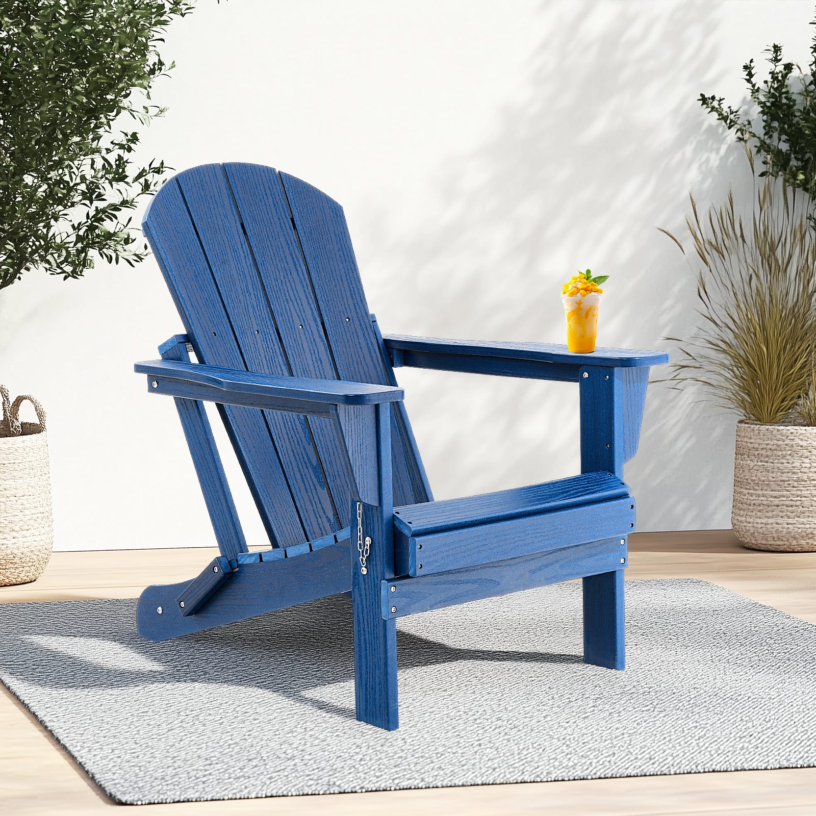 HDPE All WeatherFolding Adirondack Chair, Blue