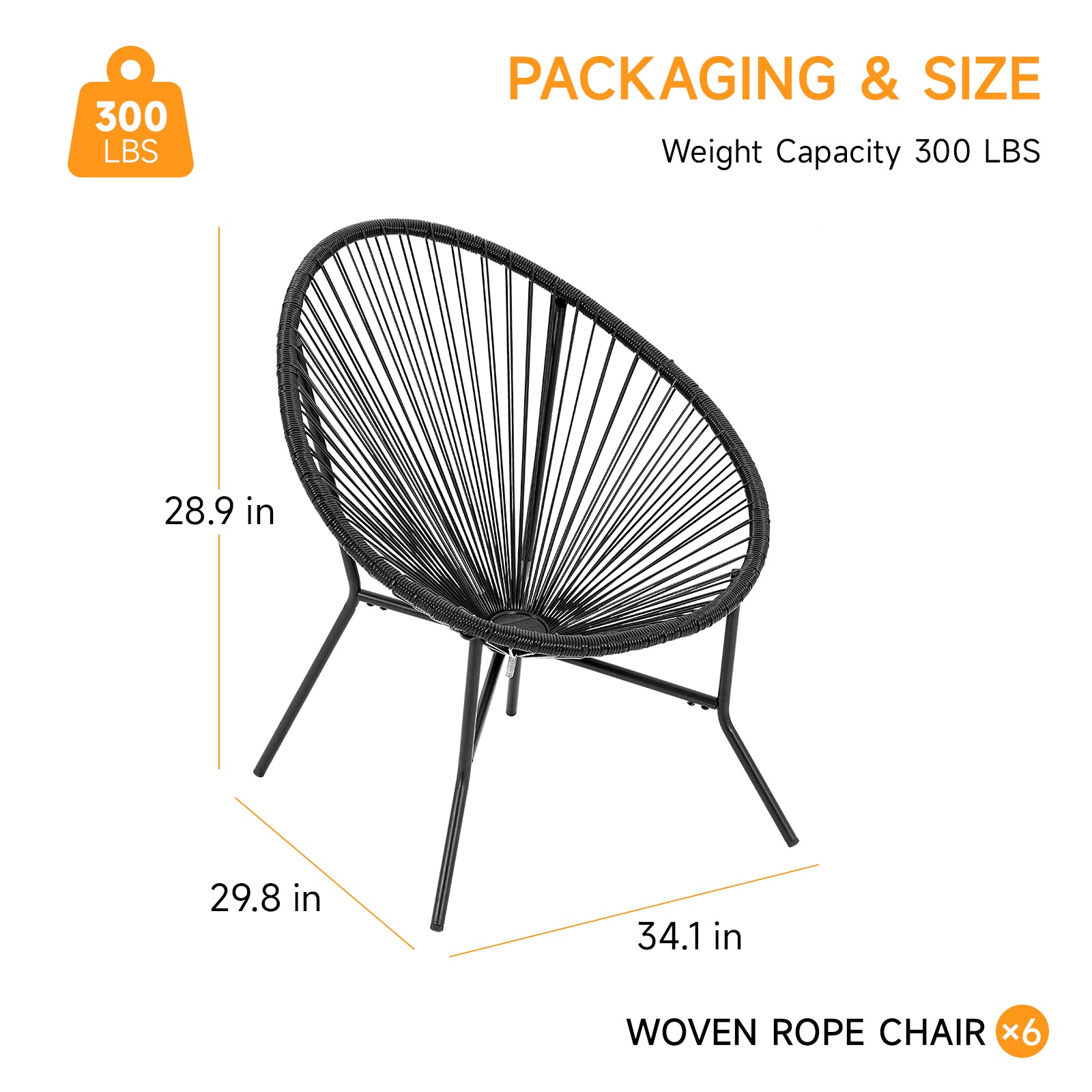 Acapulco Chair Set of 6, Outdoor Seating Patio Chairs