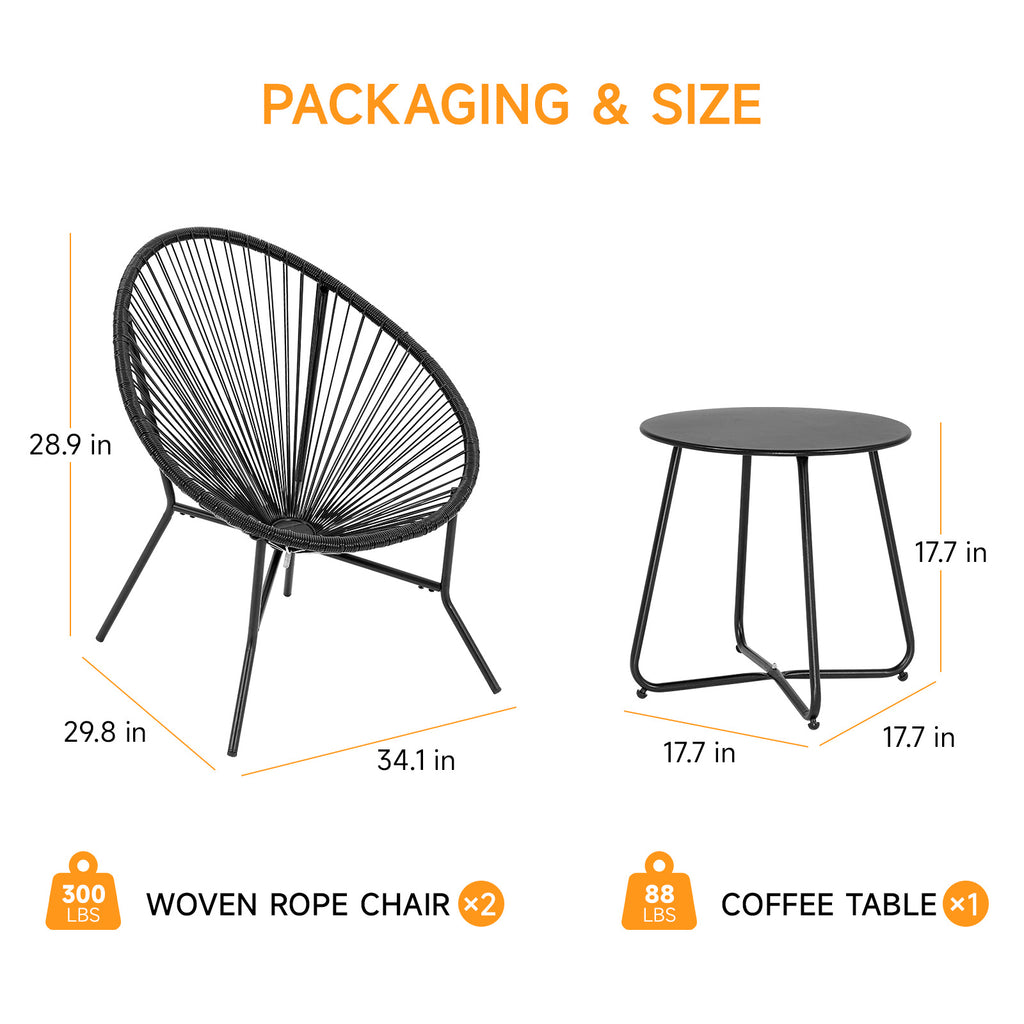 3 Piece Patio Acapulco Furniture Bistro Set